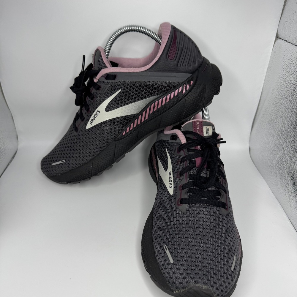 Brooks Adrenaline GTS 22 Womens Running Shoes Grey Pink 1203531B053
